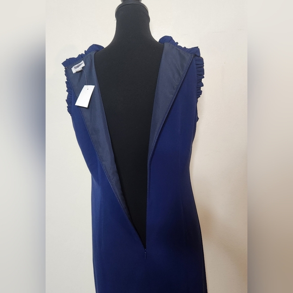 J. Crew Factory Ruffleneck Suit Dress Sleeveless Navy Blue Size 4 Petite - Picture 5 of 9
